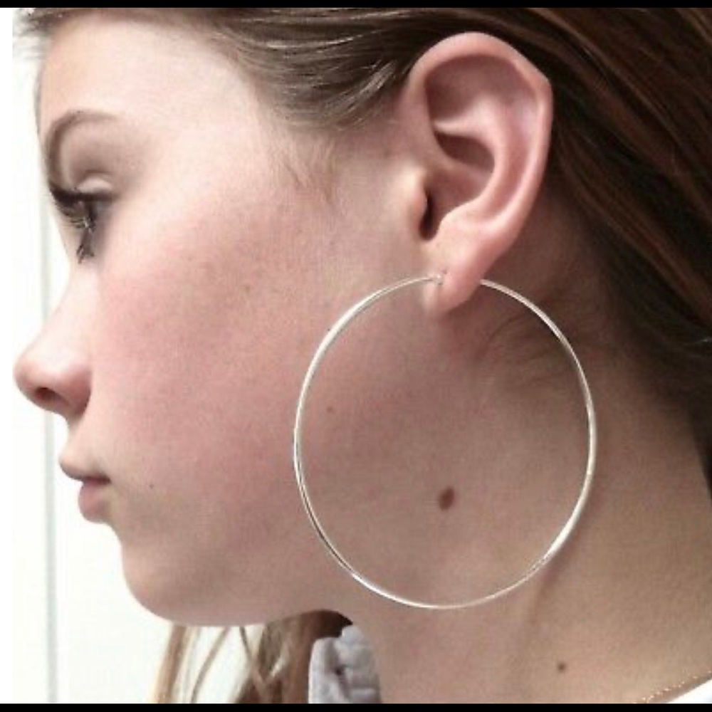 XL Hoops Oversized NWT 2.75” Large Earrings Silver